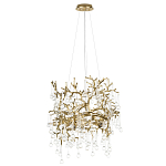 Подвесная люстра в виде ветвей деревьев золотого цвета с прозрачными подвесками-каплями 8 и 14 ламп Droplet Chandelier варинант исполнения - 2 | Loft Concept в Новосибирске