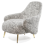 Кресло мягкое с принтом на золотистых ножках Onlooker варинант исполнения - 5 | Loft Concept в Новосибирске