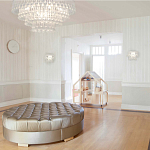 Люстра подвесная круглая с молочными стеклянными подвесками в форме капель Droplet Chandelier варинант исполнения - 4 | Loft Concept в Новосибирске