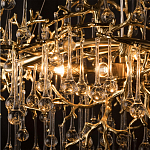 Подвесная люстра в виде ветвей деревьев золотого цвета с прозрачными подвесками-каплями 10 и 14 ламп Droplet Chandelier варинант исполнения - 6 | Loft Concept в Новосибирске