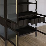 Витрина Primo со стеклянными фасадами и 2 ящиками Темный орех варинант исполнения - 5 | Loft Concept в Новосибирске