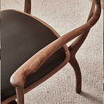 Стул деревянный с мягким сиденьем из коричневой натуральной кожи Moon Walnut Furniture варинант исполнения - 7 | Loft Concept в Новосибирске