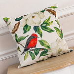 Декоративная подушка бежевая с изображением птиц и цветов Blooming Birds варинант исполнения - 2 | Loft Concept в Новосибирске