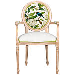 Стул с подлокотниками золотистый из бука с изображением птиц и цветов Blooming Birds варинант исполнения - 1 | Loft Concept в Новосибирске