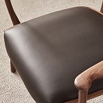 Стул деревянный с мягким сиденьем из коричневой натуральной кожи Moon Walnut Furniture варинант исполнения - 9 | Loft Concept в Новосибирске