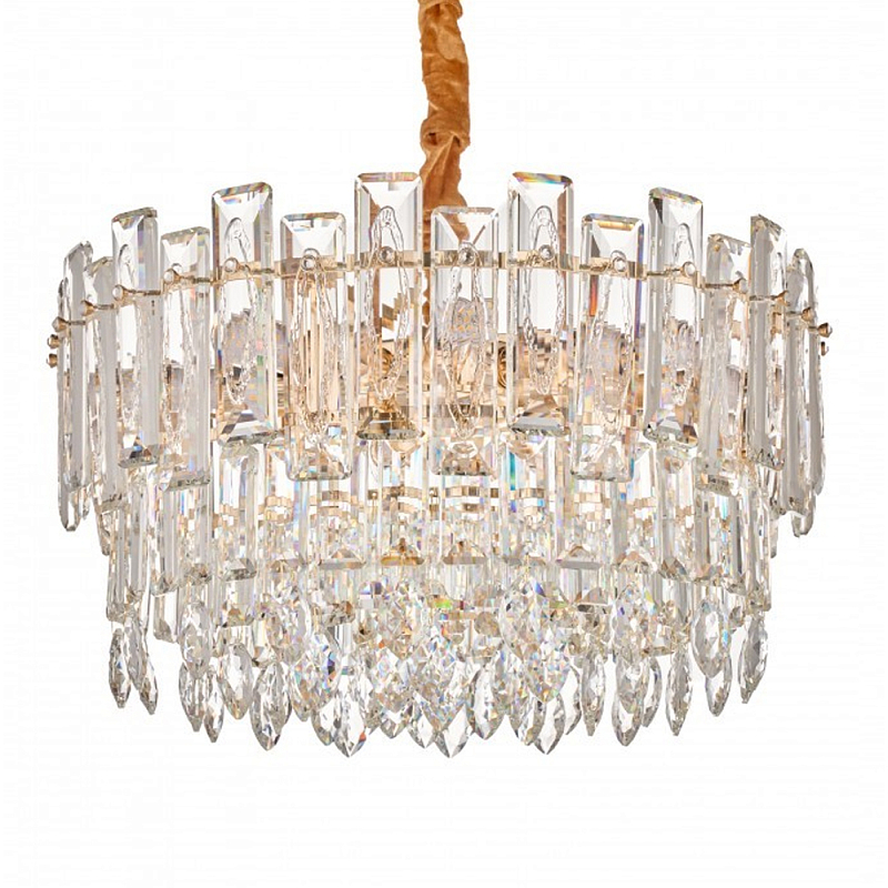Круглая люстра с хрустальными подвесками на золотистом каркасе Gorgeous Crystal Light Золотой Прозрачный Круглая люстра с хрустальными подвесками на золотистом каркасе Gorgeous Crystal Light Золотой Прозрачный в Новосибирске | Loft Concept