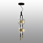 Подвесной светильник с черным основанием и золотистым декором Bruno Duo варинант исполнения - 4 | Loft Concept в Новосибирске