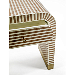 Тумбочка прикроватная с ящиком Tofino Stripes Bone Inlay Bedside Beige варинант исполнения - 3 | Loft Concept в Новосибирске