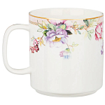 Кружка из фарфора белая с цветочным принтом 400 мл Flower Porcelain Collection варинант исполнения - 1 | Loft Concept в Новосибирске