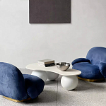 Дизайнерский журнальный стол с изогнутой столешницей на круглых ножках Rigilyr варинант исполнения - 3 | Loft Concept в Новосибирске