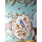 Ваза из голубого фарфора с рисунком птиц и цветов и декоративными элементами Blue Garden варинант исполнения - 9 | Loft Concept в Новосибирске