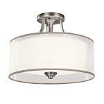 Потолочный светильник с двойным цилиндрическим плафоном из белого стекла и прозрачной органзы Kichler варинант исполнения - 7 | Loft Concept в Новосибирске