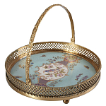 Блюдо круглое с ручкой и голубым фарфоровым дном с цветочным рисунком Blue Garden варинант исполнения - 1 | Loft Concept в Новосибирске