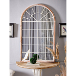 Зеркало-окно настенное в венецианском стиле с деревянной рамой бежевого цвета Venetian Smooth варинант исполнения - 5 | Loft Concept в Новосибирске