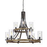 Люстра с цилиндрическим плафонами из толстого волнистого стекла в индустриальном стиле Feiss варинант исполнения - 1 | Loft Concept в Новосибирске