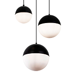 Каскадный светильник с 3-мя плафонами шары Ponzio Flos Cascade Trio Black Sphere Hanging Lamp варинант исполнения - 2 | Loft Concept в Новосибирске