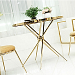 Обеденный стол с чёрной круглой столешницей на золотых ножках Rive Gauche Table варинант исполнения - 1 | Loft Concept в Новосибирске