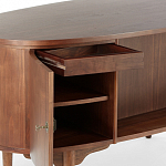 Дизайнерский письменный стол округлой формы с 4-мя ящиками и дверкой с полочками Rili варинант исполнения - 3 | Loft Concept в Новосибирске