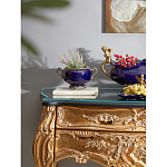 Чаша темно-синяя фарфоровая с бронзовыми ручками и ажурным ободком Eden Garden варинант исполнения - 4 | Loft Concept в Новосибирске