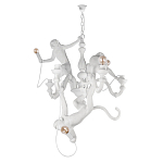 Люстра с тремя фигурами обезьян с лампочками в руках белого цвета Hanging Monkey варинант исполнения - 1 | Loft Concept в Новосибирске