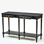 Консоль черная из массива березы с полкой и двумя ящиками Vintage варинант исполнения - 2 | Loft Concept в Новосибирске