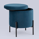 Синий пуф на черных ножках SANJAY варинант исполнения - 2 | Loft Concept в Новосибирске