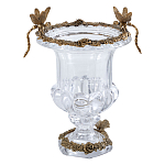 Ваза из прозрачного стекла на бронзовой подставке с ободком и ручками в виде стрекоз Eden Garden варинант исполнения - 1 | Loft Concept в Новосибирске