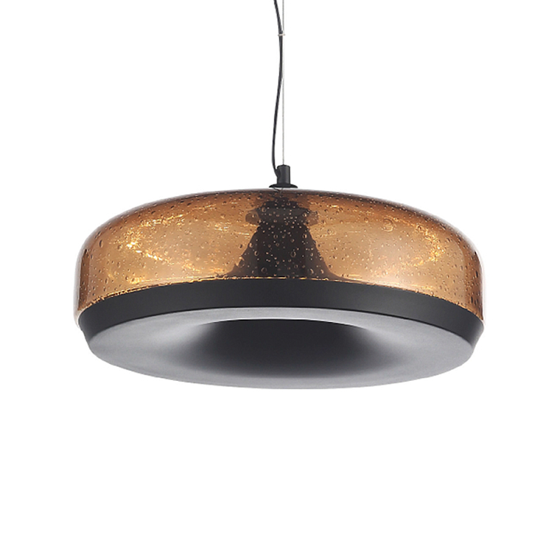 Подвесной светильник с стеклянным плафоном LED 42W 3000K Glass Textured Lampshade Черный Коричневый в Новосибирске | Loft Concept 