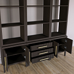 Модульный стеллаж Primo из трех составных элементов Темный орех варинант исполнения - 4 | Loft Concept в Новосибирске