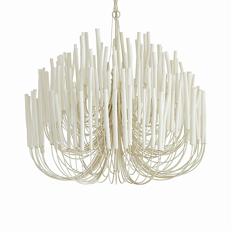 Люстра белая с несколькими ярусами деревянных палочек Bright Wooden Chandelier Белый Люстра белая с несколькими ярусами деревянных палочек Bright Wooden Chandelier Белый в Новосибирске | Loft Concept