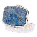 Таблетница карманная прямоугольная на 2 отделения с зеркалом и накладкой из натурального камня Лазурит Silver Stone Pillboxes варинант исполнения - 2 | Loft Concept в Новосибирске