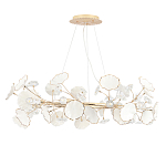 Люстра круглая с белыми лепестками из керамики и прозрачными хрустальными цветками Диаметр 82 см Wintery flovers варинант исполнения - 2 | Loft Concept в Новосибирске