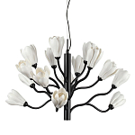 Люстра подвесная черного цвета с ветвями и белыми фарфоровыми цветами Floralis варинант исполнения - 1 | Loft Concept в Новосибирске