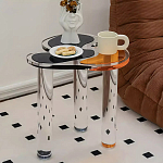 Дизайнерский журнальный стол с фигурной столешницей на 3-х прозрачных ножках Rahakif варинант исполнения - 3 | Loft Concept в Новосибирске