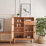 Комод с плетеными дверками и открытой нишей  с ящиком Dora Sideboard варинант исполнения - 1 | Loft Concept в Новосибирске