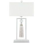 Настольная лампа с прямоугольным тканевым абажуром на белом мраморном основании Silver Threads варинант исполнения - 3 | Loft Concept в Новосибирске