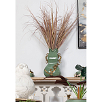 Ваза зеленого цвета из фарфора с бронзовыми ручками в виде драконов и рельефным цветочным декором Eden Garden porcelain and bronze варинант исполнения - 7 | Loft Concept в Новосибирске