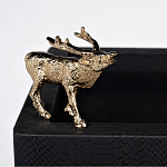 Стол сервировочный кожаный с декором в виде золотистой фигуркой лося Embodiment of Style варинант исполнения - 2 | Loft Concept в Новосибирске