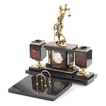 Настольный письменный набор из яшмы с часами в подарочной упаковке Manager Organizer варинант исполнения - 2 | Loft Concept в Новосибирске