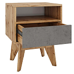 Тумба прикроватная с ящиком и фасадом цвета серый бетон Grace of Furniture варинант исполнения - 2 | Loft Concept в Новосибирске