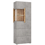 Шкаф-витрина двухдверная с фасадом цвета серый бетон Grace of Furniture варинант исполнения - 2 | Loft Concept в Новосибирске