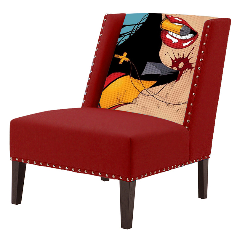 FUN Armchair "Super woman" Red Дизайнерское кресло с цветным принтом Бургундский красный в Новосибирске | Loft Concept 