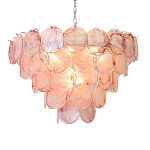 Люстра с каскадом из круглых розовых стеклянных дисков Pink Light Waterfall варинант исполнения - 5 | Loft Concept в Новосибирске