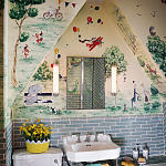 Обои ручная роспись Promenade Original colourway on cream painted silk варинант исполнения - 1 | Loft Concept в Новосибирске