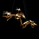 Люстра подвесная линейная с прозрачными стеклянными птичками на ветвях Serip Voa варинант исполнения - 9 | Loft Concept в Новосибирске