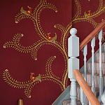 Обои с вышивкой ручной работы Fyodor Original colourway on Merlot linen варинант исполнения - 2 | Loft Concept в Новосибирске