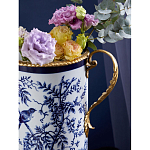 Ваза с бронзовыми ручками и синим цветочным узором Blue & White Ornament варинант исполнения - 6 | Loft Concept в Новосибирске