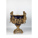 Чаша темно-синего цвета с фигурками ангелов и рельефным декором Eden Garden porcelain and bronze варинант исполнения - 1 | Loft Concept в Новосибирске