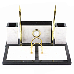 Настольный письменный набор из белого мрамора с часами Marble Accessory варинант исполнения - 1 | Loft Concept в Новосибирске