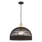 Подвесной светильник с округлым абажуром из черного ротанга Wicker Furniture варинант исполнения - 1 | Loft Concept в Новосибирске